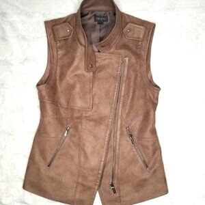 Faux Leather Suede Asymetrical Vest Festival Country Coach Stage Women Medium